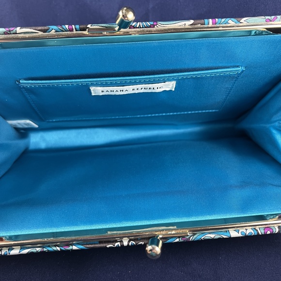 Banana Republic Clutch Bag Floral Paisley Multi-color Kiss-lock Boho Style - Picture 3 of 4